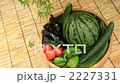 西瓜和蔬菜冷卻下秋天的葉子下的長袍 2227331