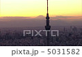 [Aerial view] Zoom back from the sky tree Mt. Fuji in dusk 5031582