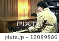 Woman in baroque clothes playing piano shot in slow motion 12089886