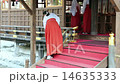 京都・上賀茂神社　巫女さんの掃除 14635333