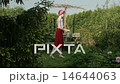 Retro Stylish Fashion Beauty Watering Flowers In Green Garden 14644063