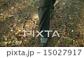 Hiking shoes on hikers walking forest. Female hike 15027917