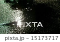 在水坑里，落下的雨滴和反射光 15173717