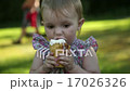 Little girl is ice cream on walk 17026326