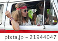 Boho Hipster Girls in Retro Vintage Minivan on 21944047