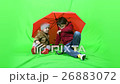 happy child under the umbrella, green screen 26883072