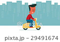 Cartoon young man riding a scooter. 29491674