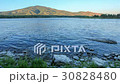 Sunset, Spring flood in the river Yenisei.  30828480