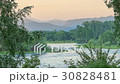 Tourist tents. Sunset, Spring flood in the river 30828481