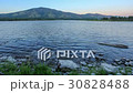 Sunset, Spring flood in the river Yenisei.  30828488