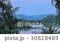 Tourist tents. Sunset, Spring flood in the river 30828489