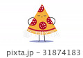 Kawaii piece of pizza posing like a fashion model. 31874183