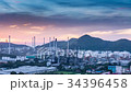 Twilight scene of oil refinery plant  34396458
