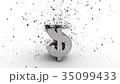3D dollar currency symbol exploding 35099433