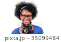 Happy african american woman saying goodbye with a 35099484