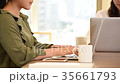 A woman working on a computer 35661793