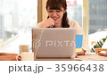 A woman who talks while working on a computer 35966438