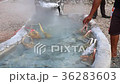 Eggs in the basket are boiled in hot springs at sa 36283603