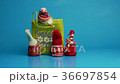 Animated characters open the bag with surprise. 36697854