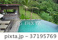 Girl swims in the pool. Aerial view 37195769