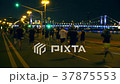 Night city run, crowd runners with LED lights 37875553