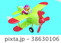 Cartoon bird flying in the clouds on a plane 38630106