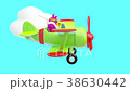 Cartoon bird flying in the clouds on a plane  38630442