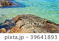 Stone near beach and turquoise sea soft wave. 39641893