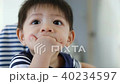 cute baby kid using finger hand in mouth itchy gum 40234597