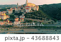 Aerial: flying around Cervo medieval town on the m 43688843