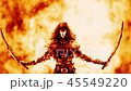 Warrior girl with two raised sabers. 45549220