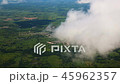 Landing of plane after flight above mountains and city. 45962357