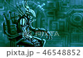 Alien astronaut sits in chair of management  46548852
