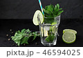 Pouring in glass Iced green tea with lime, lemon 46594025