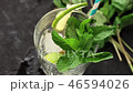 Pouring in glass Iced green tea with lime, lemon 46594026