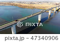 埼玉大橋と利根川　ドローン空撮　埼玉県加須市 47340906