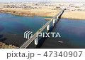 埼玉大橋と利根川　ドローン空撮　埼玉県加須市 47340907