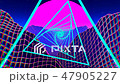Retrofuturistic synthwave background Neon Landscape. Pink Sunset And Pyramids. 47905227
