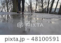 A man walks in spring on melting snow 48100591