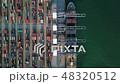 Aerial view of cargo container ship port 48320512