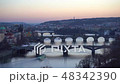 FullHD footage of Vitava river and bridges in Prague city sunrise 48342390