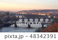 FullHD footage of Vitava river and bridges in Prague city sunset 48342391