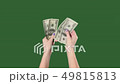 Chromakey. Green screen. Woman hands counting money us dollars. 49815813