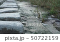 Stepping on a stream in front of a quiet rural village 50722159