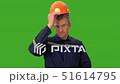 Worker demonstrates the need for a helmet 51614795