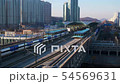 Ktx train passing through the station at high speed 54569631
