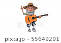 3d illustration cheerful farmer scout plays the gu 55649291