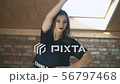 beautiful athletic girl dancing vogue and jumping Mid shot 56797468