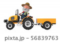3d illustration farmer rides a tractor with a trai 56839763