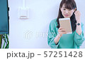 A woman who operates a tablet 57251428